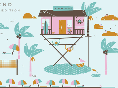 Blend - Tropical Banana banana beach boat coconut fish monkey ocean palm tree shack surfboard tree house volleyball