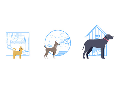 Web illustration dog flat illustration linear vector