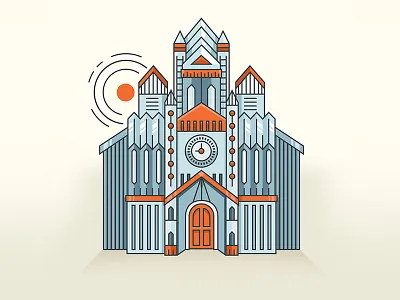 Crystal Palace architecture bright building fantasy flat gem gothic illustration jewel minimal modern vector