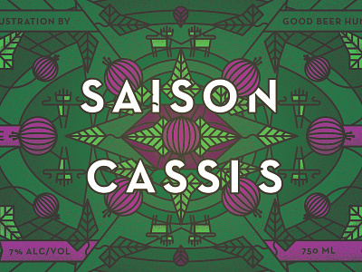 Saison Cassis beer beverage currant food green illustration label purple spirit texture tribal vector