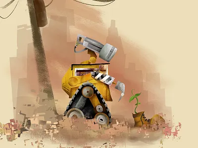 Wall•e digital illustration pixar wall e