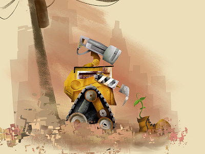 Wall•e digital illustration pixar wall e