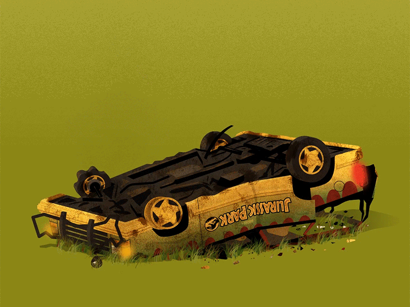 Jurassic Parking Lot crash design dinosaur explorer ford illustration jurassic park safari t rex wreck