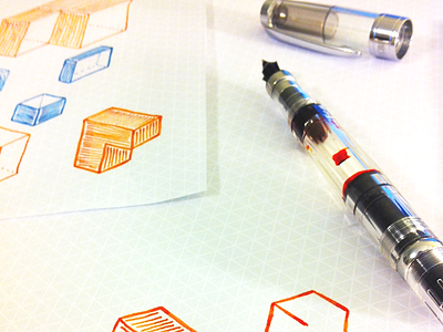 Isometric paper drawing photo