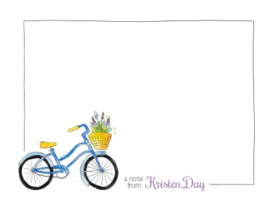 Mother's Day Notecards basket bicycle bike custom floral flowers illustration line drawing notecard stationery watercolor