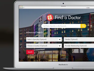 Doctor Search directory graphic design healthcare hero image hospital interactive jumbo tron landing page medical web design website