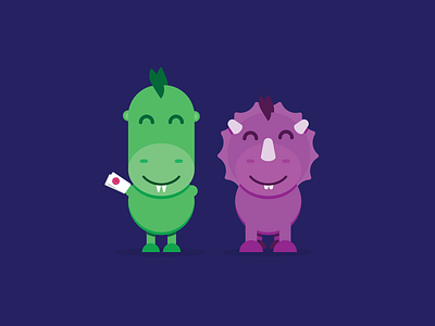 Two Dribbble Invites character design dinosaur dribbble invite illustration invite vector