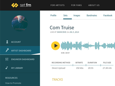 Set.fm dashboard dashboard
