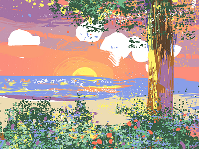 Superior Beach Detail brushes bushes landscape reflection texture trees vector water