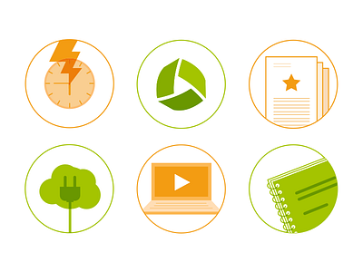 Science Icons design flat green iconography icons illustration minimal orange simple ui web