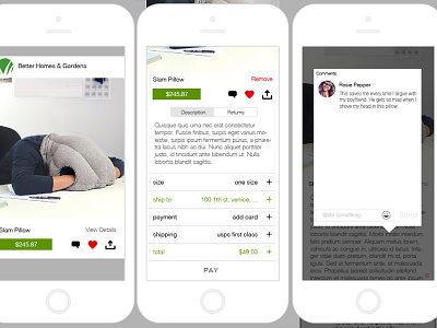 bHome Shop User Flow app buy cart comments mobile products share ui ux