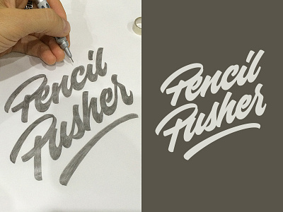 Pencil Pusher cursive hand drawn lettering pencil practicing sketch vector