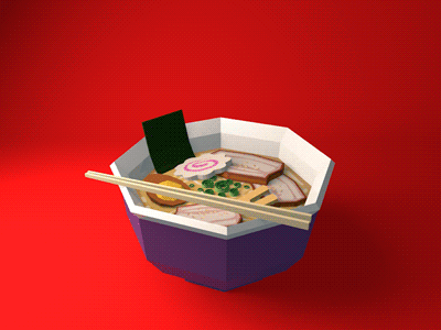 Ramen! animation bamboo c4d chopsticks egg japanese low poly low polygon nori pork ramen