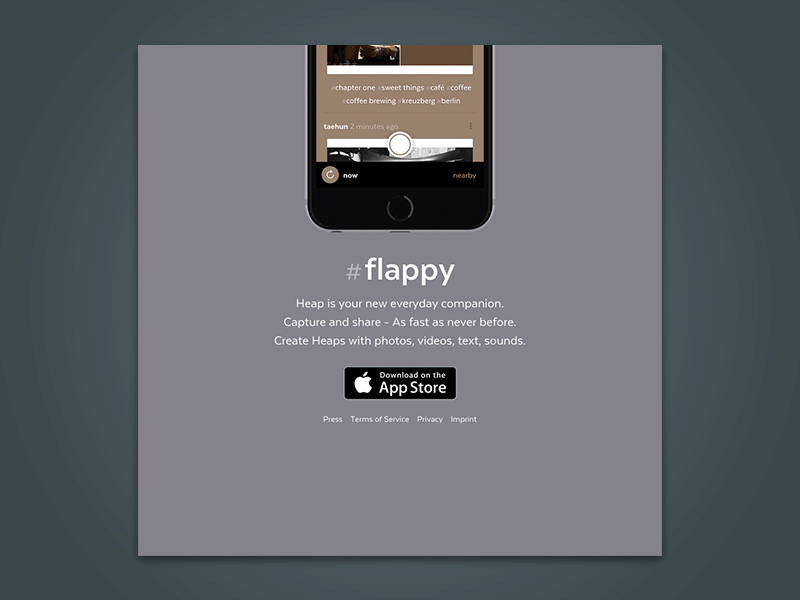 Heap Landingpage app color gif heap iphone landingpage layer modal press