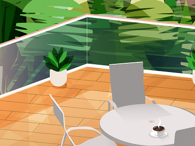 Sun deck art coffee evening illustration lifestyle sun deck