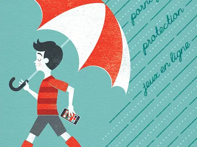 Migros Magazine - iPhone Protection boy child editorial handwriting illustration iphone magazine rain technology typography umbrella