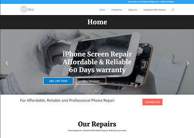 Smartphone Repair WordPress Website business divi landing page design mobile repair smartphone repair ui design webdesign website website devlopment website redesign