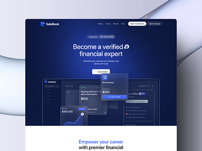 Safebook - Verified Financial Experts | Landing Page accountant accountants design expert finance landing page professional ui web web design website