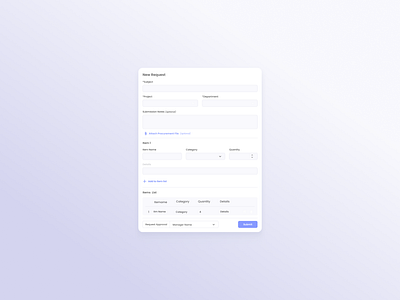 Create purchase request - Web App ui web design