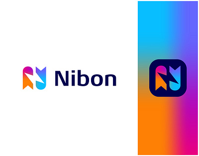 Nibon logo design ( ribbon + swap + letter n) a b c d e f g h i j k l m n o p b c f h i j k m p q r u v w y z ecommerce logo design logo designer modern logo typography wordmark