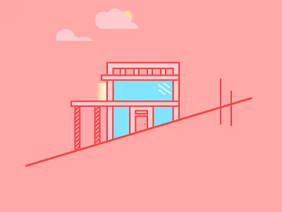 House On Hill design home house icon illustration logo mid century mod retro vintage