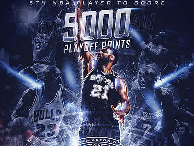 Tim Duncan 5K Playoff Points - NBA Artwork basketball kareem abdul jabbar kobe bryant michael jordan nba playoffs san antonio spurs shaquille oneal social media sport spurs tim duncan