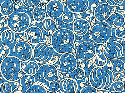 Floral Print Blue floral print flowers hand drawn illustration pattern