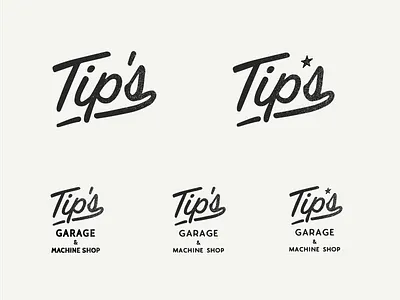 Tip's Garage & Machine Shop garage identity logo mechanic script speed shop star