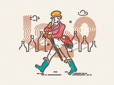 Here's Johnnie contemporary drink icon illustration johnnie lines man taste walk walker whisky