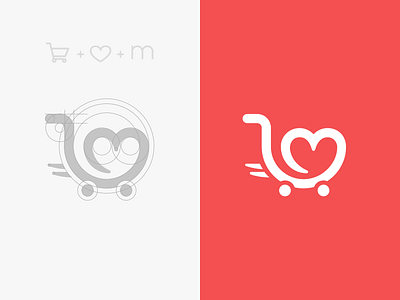 Logo Mark for online fashion store branding cart fashion logo love m m logo shopping cart