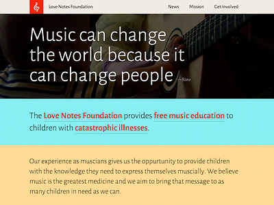 Love Notes Foundation (Large screen) charity flat music typography