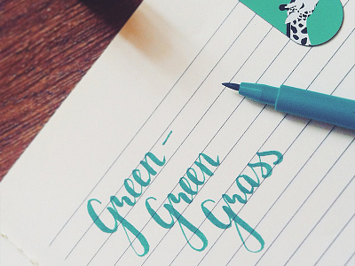 Green-Green Grass brushpen cobalt debut first shot green handlettering lettering notes practice type writing