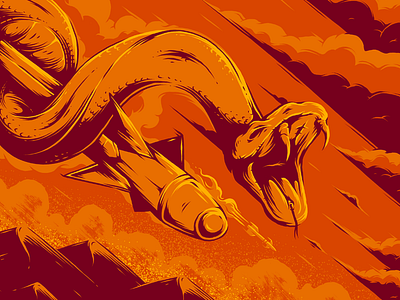 Try stop a Sidewinder bomb brushes clouds drawing handdrawn snake