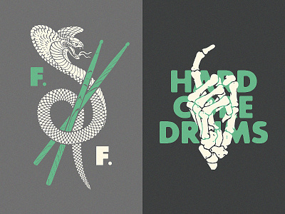 FF. bones branding cobra drum drumstick hardcore illustration musician naja skull snake