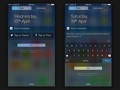 Quick Compose apple facebook ios ios 6 ios 8 keyboard notification center social tweet twitter widgets