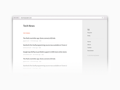 Morning Reader 2.0 layout typography ui web web design