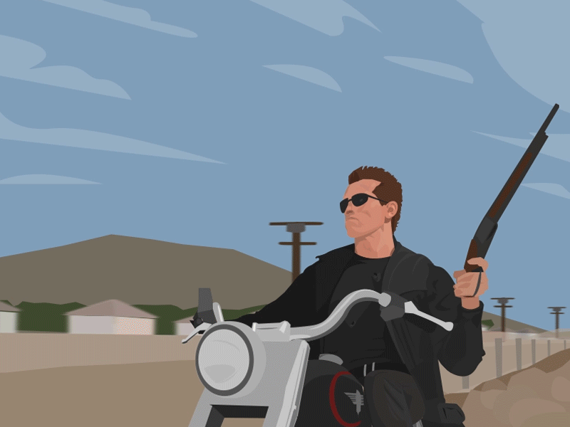 Hasta La Vista, Baby. animation character flat vector motion graphics terminator