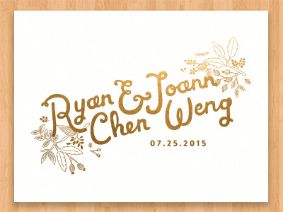 Gold Foil Wedding Invitation floral gold foil handwriting handwritten invitation typography wedding