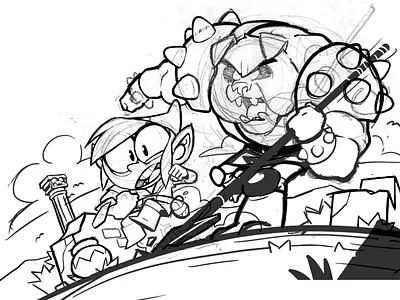 Link vs Moblin - Sketch cartoon dog fanart game gaming illustration link nes nintendo sketch zelda