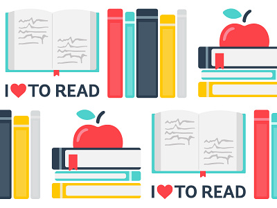 I Love to Read books design illustration pattern vector