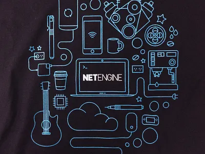 Net Engine T-Shirt Illustration ai engine illustration line net tshirt vector