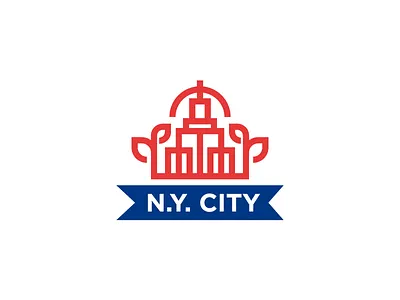 NYC badge building city design emblem graphic identity logo mark minimal nyc simple