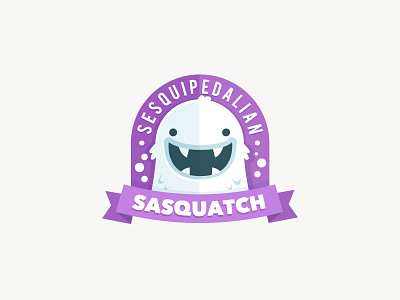 Sesquipedalian Sasquatch badge banner character illustration patch purple sasquatch snow snowman vector yet