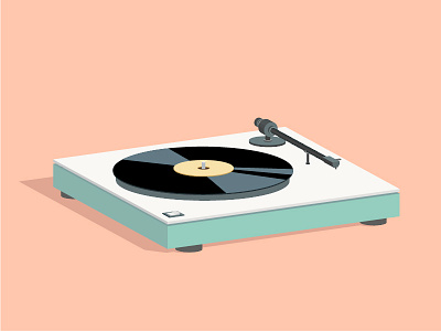 Recordplayer 3d audio disco dj illustration isometric music old school record retro turntable vinyl