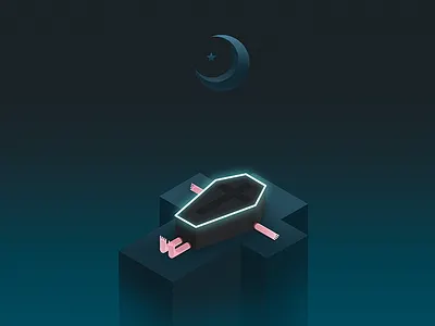 Dead by night cartoon cross death illustration moon neon night star