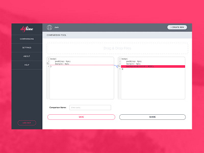 Difline Comparison Tool brand code compare comparison difline flat pink ui ux