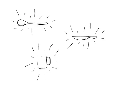 Kitchen utensils illustrations graphic design home icons illustration kitchen objects sketch utensils wip