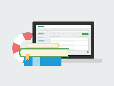 Knowledge Base books flat illustration knowledge base life buoy platform