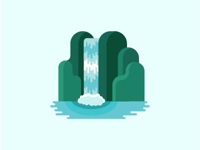 Waterfall brasilia brazil flat illustration jungle lake nature travel vector waterfall