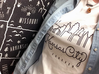 Kansas City Forever Shirt IRL design graphic illustration kansas city lettering line drawing shirt skyline